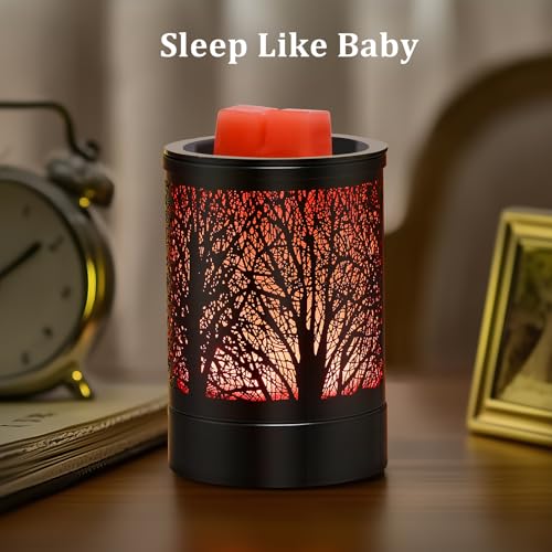Enaroma Fragrance Wax Melts Warmer with 7 Colors LED Changing Light Classic Black Forest Design Scent Oil Candle Warmer - Image 3