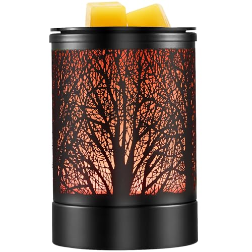 Enaroma Fragrance Wax Melts Warmer with 7 Colors LED Changing Light Classic Black Forest Design Scent Oil Candle Warmer - Image 1