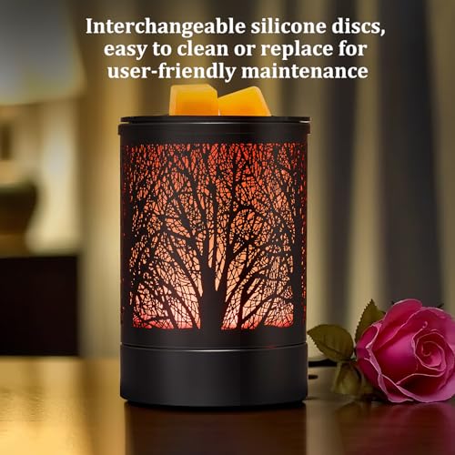 Enaroma Fragrance Wax Melts Warmer with 7 Colors LED Changing Light Classic Black Forest Design Scent Oil Candle Warmer - Image 5