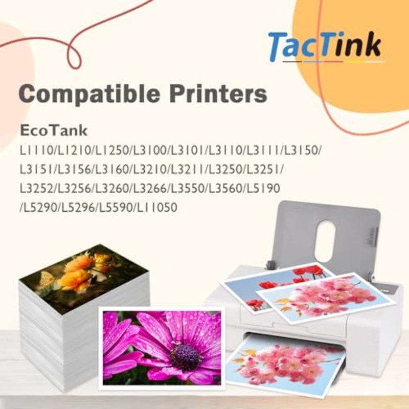 103 Ink Bottle for Epson 103 for Epson EcoTank L1110/L1210/L1250/L3100/L3101/L3110/L3111/L3150/L3151/L3156/L3160/L3210/L3211/L3250/L3251/L3256/L3260/L3266/L3550 5 Pack - Image 2