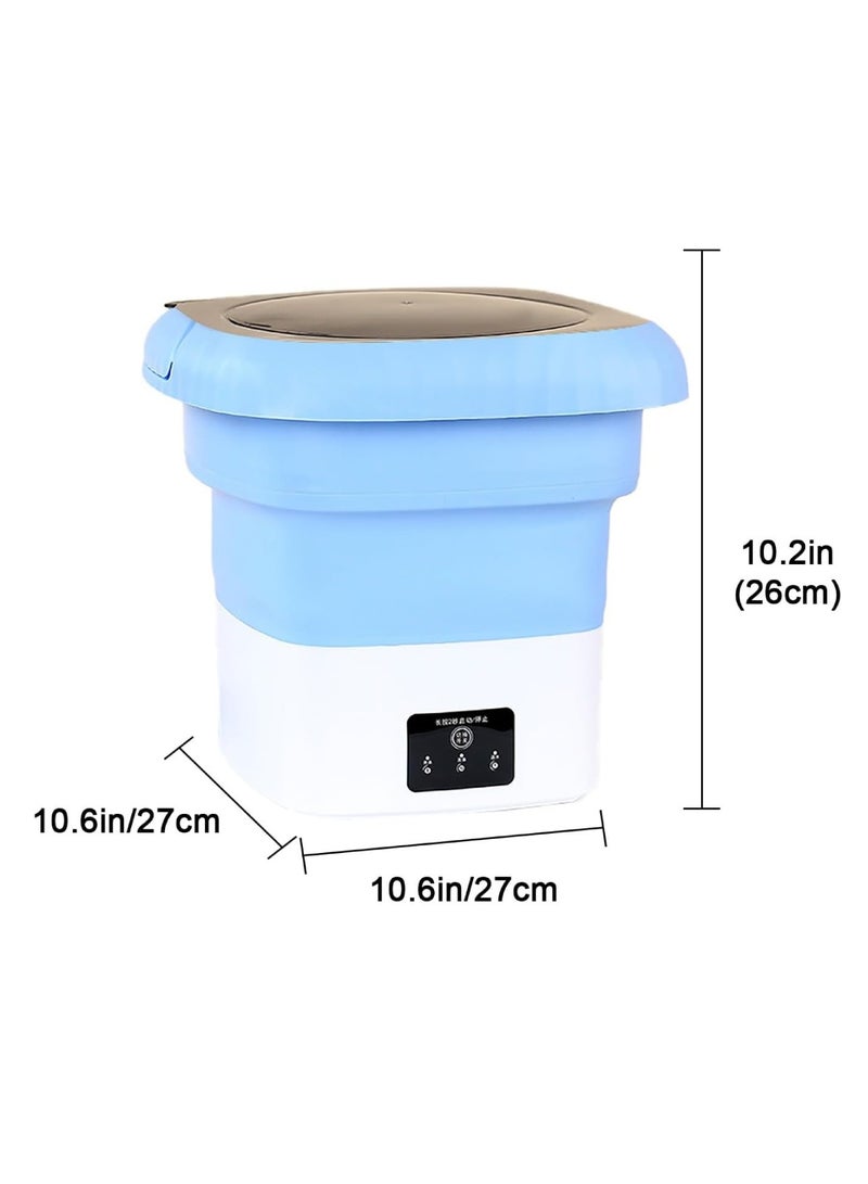 DIGI CORE Folding Washing Machine Mini Automatic Clothes Washing Machine Portable Lightweight Automatic Washing Machine With Detachable Drain Basket 6 Liter Portable Washer Spin Dryer With 3 Adjustable Modes Blue  - Image 3