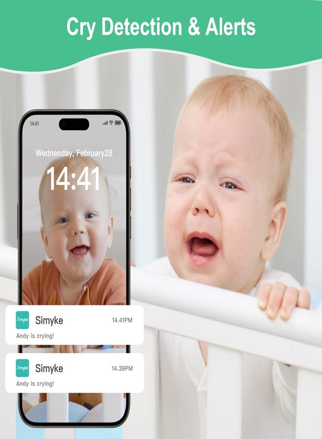 Simyke Smart Video Baby Monitor,1080P Baby Room Camera, APP Control,WiFi On/Off Switch,AI Detection, Cry Monitor and Lullabies, HD Night Vision, Two-Way Audio, Cloud & SD Card Storage - Image 4