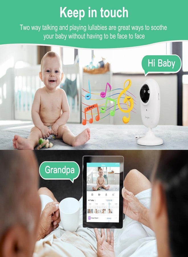 Simyke Smart Video Baby Monitor,1080P Baby Room Camera, APP Control,WiFi On/Off Switch,AI Detection, Cry Monitor and Lullabies, HD Night Vision, Two-Way Audio, Cloud & SD Card Storage - Image 3