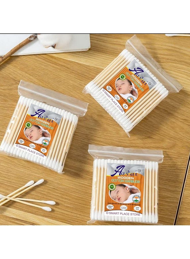 AAVAI Aavai™ Natural Eco-Friendly Bamboo Earbuds 100% Cotton Buds 4 Pack (400 Pcs) - Image 1