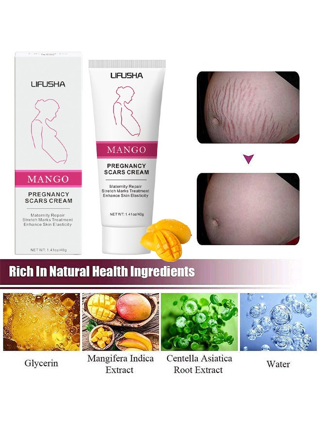 LIFUSHA Mango Stretch Marks and Scar Cream Stretch Marks and Scar Removal Cream for Pregnancy Stretch Marks Scar Belly Creams for Wrinkles Obesity Stretch Mark Moisturizing Remove Marks 40g - Image 4