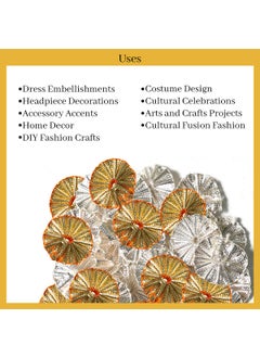 Embroiderymaterial EmbroideryMaterial Gota Patti Flowers Embroidery Patches for Clothes, Applique Patches for Embroidery Work, Gota Flowers for Decoration, Crafts & Flowers for Dress Designing ( Pack of 50 Pieces, Dark Gold & Silver, 1.7 CM)  - Image 5