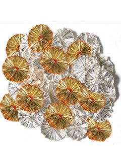 Embroiderymaterial EmbroideryMaterial Gota Patti Flowers Embroidery Patches for Clothes, Applique Patches for Embroidery Work, Gota Flowers for Decoration, Crafts & Flowers for Dress Designing ( Pack of 50 Pieces, Dark Gold & Silver, 1.7 CM)  - Image 1