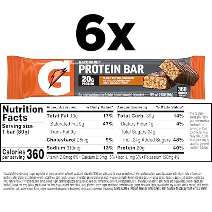 Gatorade Whey Protein Recover Bars Chocolate Caramel, 2.8 Oz, 6 Ct - Image 2