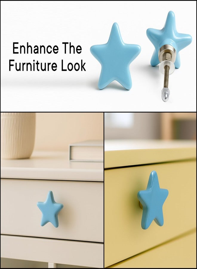 Indian-Shelf IndianShelf 2 Packs Turquoise Star Ceramic Luxury Drawer Knobs for Kitchen Cabinet Hardware Door Pulls Decorative Dresser Hand-Finished - Image 4