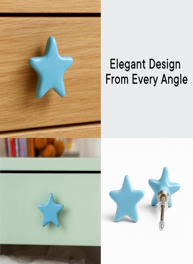Indian-Shelf IndianShelf 2 Packs Turquoise Star Ceramic Luxury Drawer Knobs for Kitchen Cabinet Hardware Door Pulls Decorative Dresser Hand-Finished - Image 5