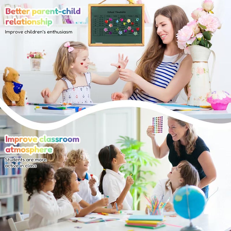 Germiwipe 1,620 Holographic Stickers for Kids' Rewards:Shiny Small Stars, Flowers, and Hearts (0.6") for School, Classroom, Student, and Teacher Supplies, Behavior Reward Charts,DIY - Image 4