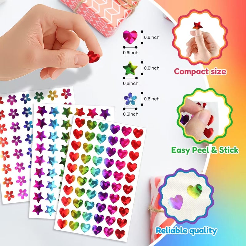 Germiwipe 1,620 Holographic Stickers for Kids' Rewards:Shiny Small Stars, Flowers, and Hearts (0.6") for School, Classroom, Student, and Teacher Supplies, Behavior Reward Charts,DIY - Image 2