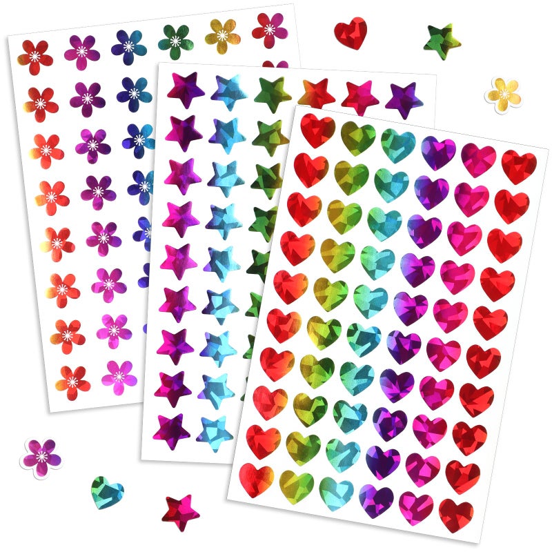 Germiwipe 1,620 Holographic Stickers for Kids' Rewards:Shiny Small Stars, Flowers, and Hearts (0.6") for School, Classroom, Student, and Teacher Supplies, Behavior Reward Charts,DIY - Image 1