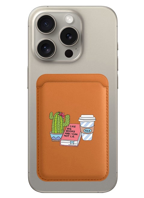 Magnetic Wallet, Compatible with MagSafe Wallet, for iPhone Wallet, for iPhone 16/15/14/13/12 Series, Not for iPhone 13/12 mini, 3 Card Holder, Vegan Leather, Brown - cactus coffee books