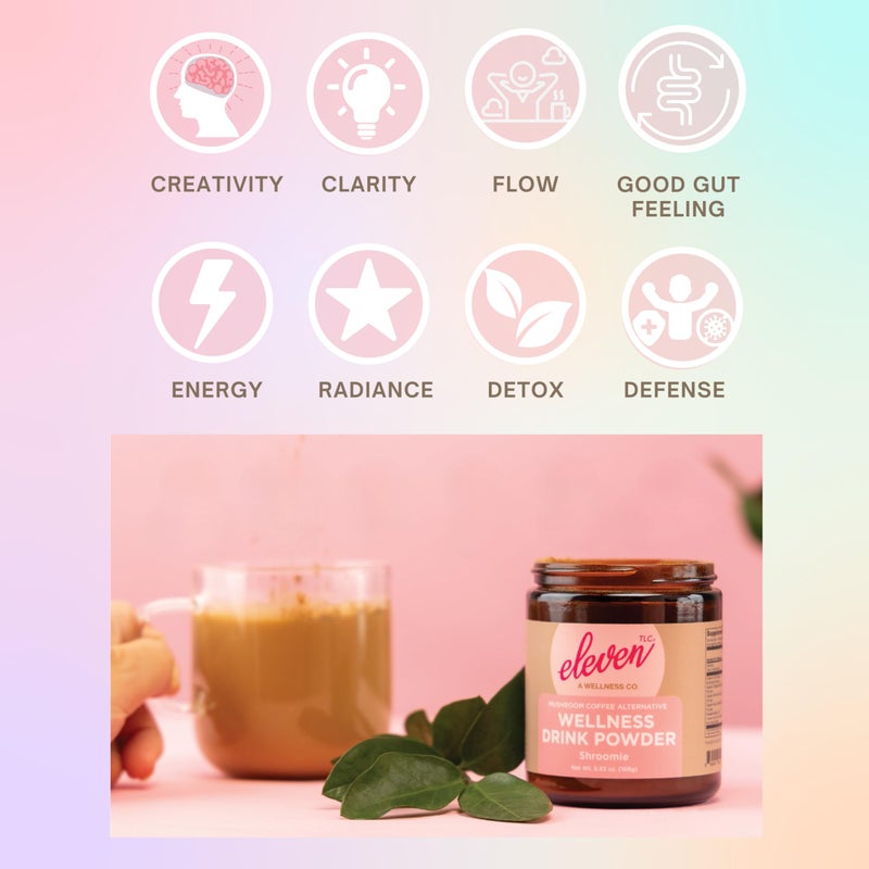 Eleven TLC, Shroomie Master Mind Coffee Substitute, Caffeine-Free Energy, 8 Mushrooms + Superfoods, Developed by MD, Non-Reactive Glass Jar - Image 3