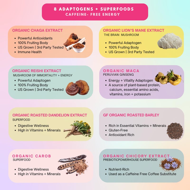 Eleven TLC, Shroomie Master Mind Coffee Substitute, Caffeine-Free Energy, 8 Mushrooms + Superfoods, Developed by MD, Non-Reactive Glass Jar - Image 4