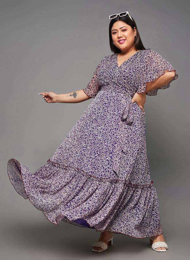 Miss Chase Plus Size Floral Print Maxi Dresses - Image 1