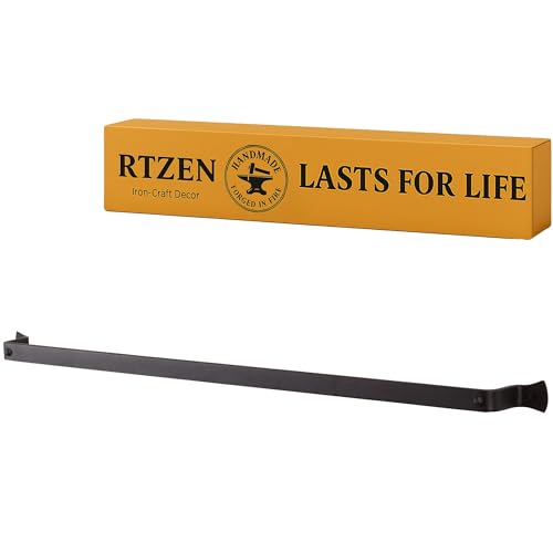 RTZEN حامل مناشف الحمام RTZEN فارمهوس - قضيب مناشف معدني أسود غير لامع من الحديد المطاوع - حامل معدني يدوي الصنع لديكور المنزل (26 بوصة - يناسب مناشف 24 بوصة) - Image 1