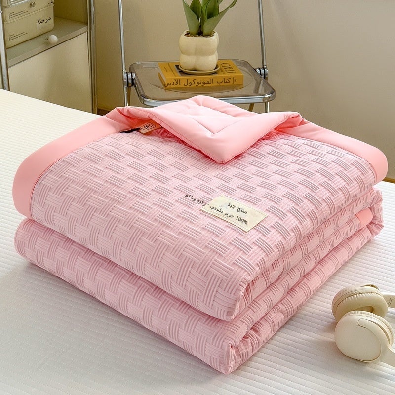 Waffle - Princess Pink Summer Cooling Quilt, Knitted Cotton Fabric - Image 1