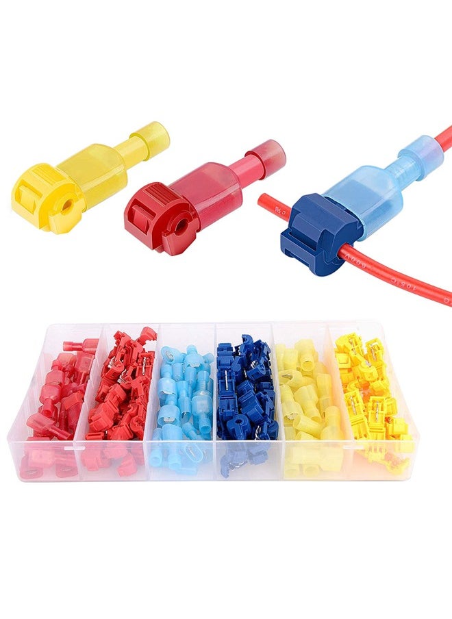 GUSGU 120pcs T-Tap Wire Connectors, Self-Stripping Quick Splice Electrical Wire Terminals, T Taps Self-Stripping Insulated Male Quick Disconnects Spade Terminals Kit for Wiring Automotive  - Image 1