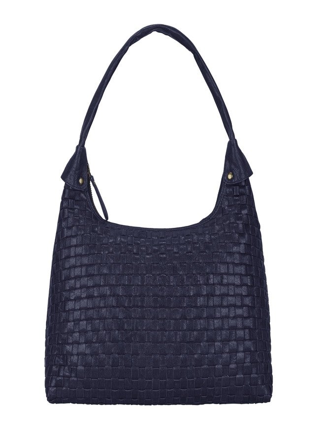 ANTONIO VALERIA Allison Braided Blue Leather Hobo Bag for Women - Image 2