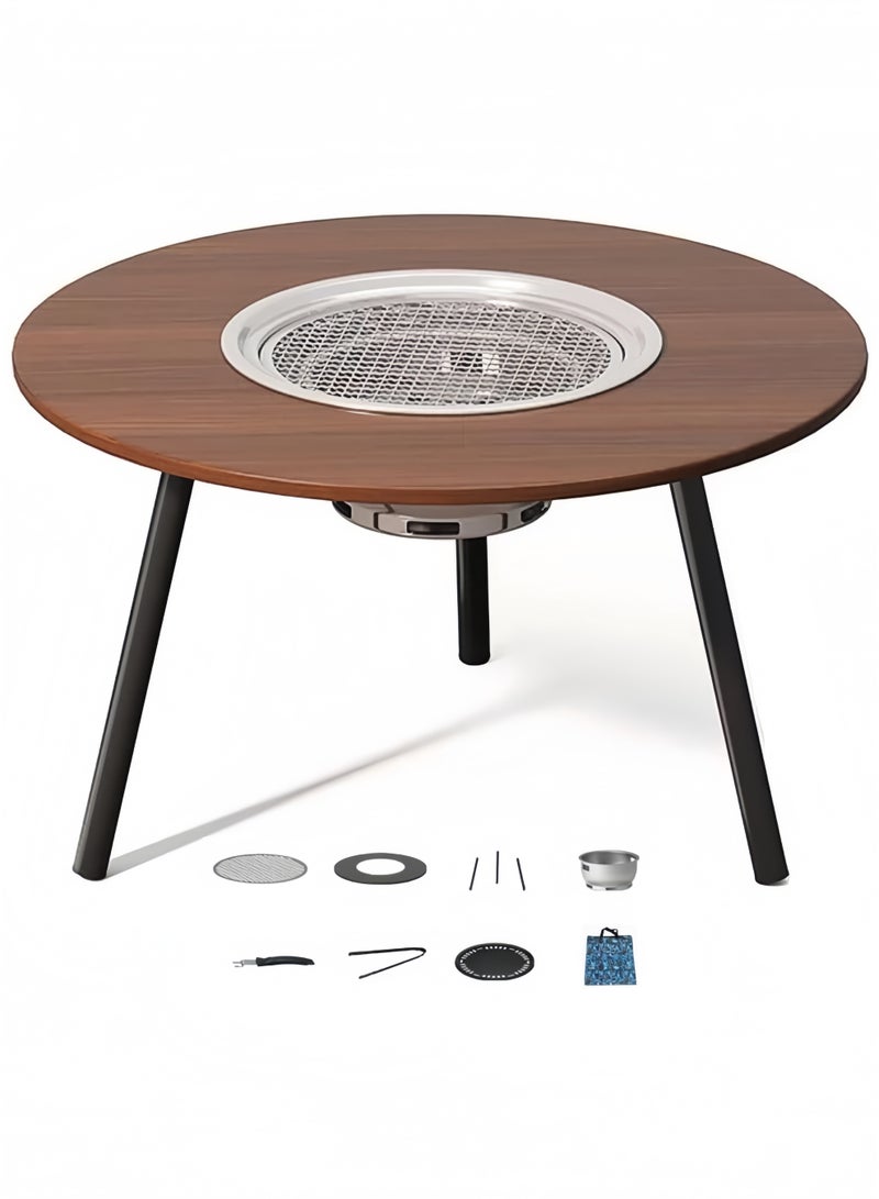 GGEROU Portable Charcoal Grill Table with Storage Bag Camping BBQ Grill Barbecue Grills with Foldable Legs for Outdoor Camping Hiking Picnic Garden Beach Party Charcoal Not Included,Wood - Image 1