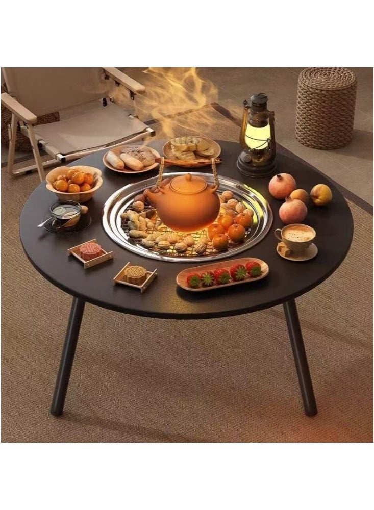 GGEROU Portable Charcoal Grill Table with Storage Bag Camping BBQ Grill Barbecue Grills with Foldable Legs for Outdoor Camping Hiking Picnic Garden Beach Party Charcoal Not Included,Wood - Image 2