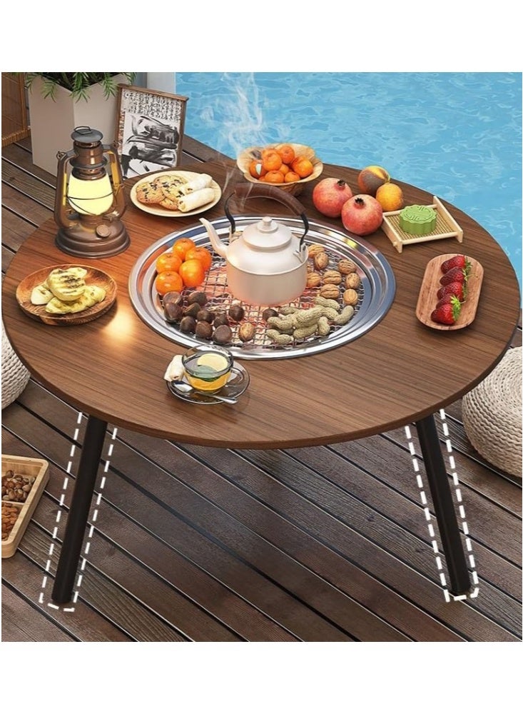 GGEROU Portable Charcoal Grill Table with Storage Bag Camping BBQ Grill Barbecue Grills with Foldable Legs for Outdoor Camping Hiking Picnic Garden Beach Party Charcoal Not Included,Wood - Image 4