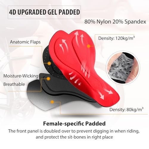 baleaf Women's Bike Pants High Waist 4D Padded Cycling Capris Shorts 3/4 Biking Tights Pockets UPF50+ Black XL - Image 4