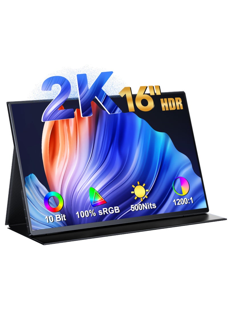 أوبيرفكت شاشة ألعاب محمولة UPERFECT مقاس 16 بوصة بدقة QHD 2560*1600P IPS مزودة بمنفذ USB C ومنفذ Mini HDMI فائقة النحافة للكمبيوتر المحمول/الهاتف/جهاز الألعاب، قابلة للتثبيت على حامل VESA - Image 1