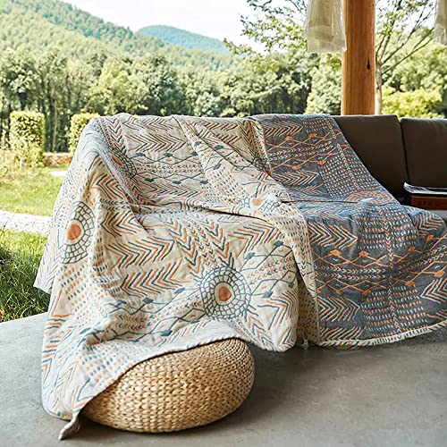 Osunnus Cotton Couch Cover Washable Boho Reversible Throw Sofa Cover Geometric Jacquard Multi-Use Furniture Protector for 2-3 Cushion Sectional L Shaped Sofa Bed Boho Home Decor, 79" x 118" - Image 2