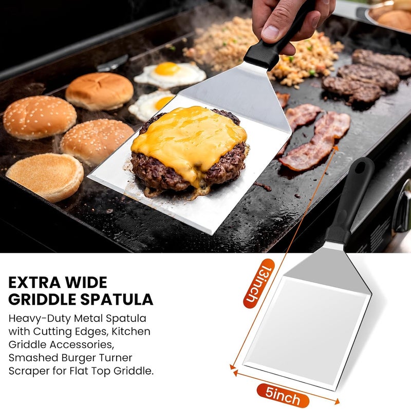 Yekale Griddle Accessories Kit, 144 Pcs Griddle Grill Tools Set for Blackstone and Camp Chef, Two Basting Cover Professional Grill BBQ Spatula Set with Spatula, Scraper, Bottle, Tongs, Egg Ring - Image 4