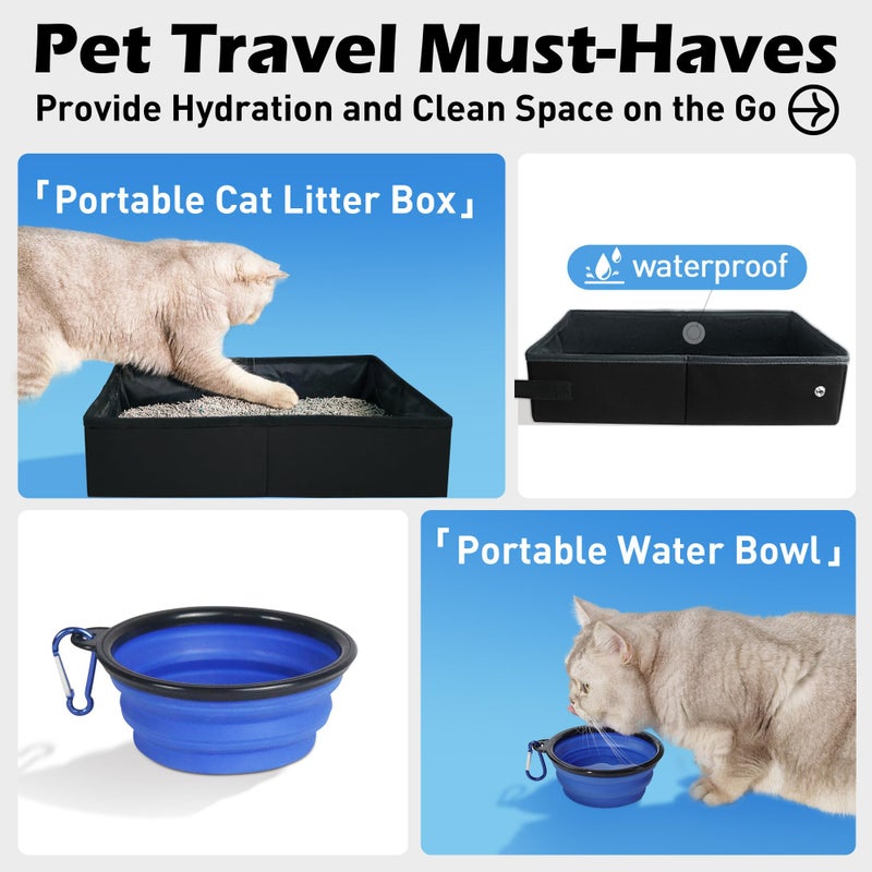 Prutapet Large Cat Carrier 24"x16.5"x16.5" Soft-Sided Portable Pet Crate for Car Traveling with Collapsible Litter Box and Bowl - Image 4
