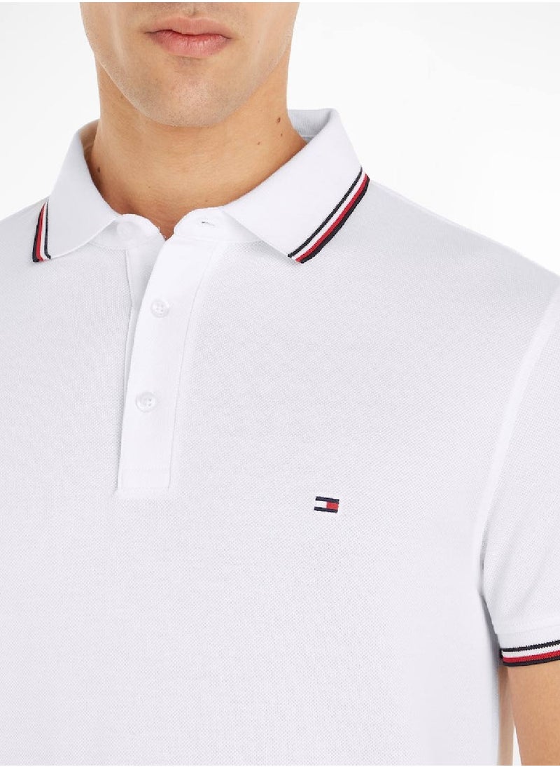 TOMMY HILFIGER Men's 1985 Collection Tipped Slim Fit Polo -  Stretch organic cotton pique, White  - Image 5