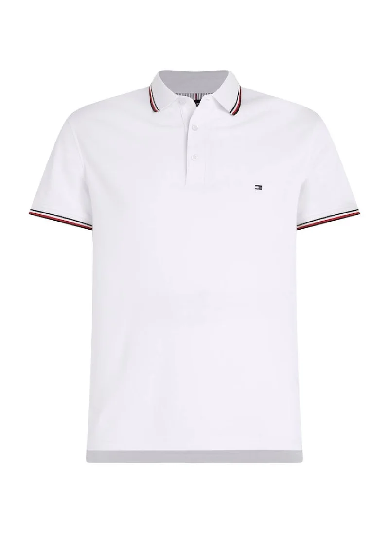 TOMMY HILFIGER Men's 1985 Collection Tipped Slim Fit Polo -  Stretch organic cotton pique, White