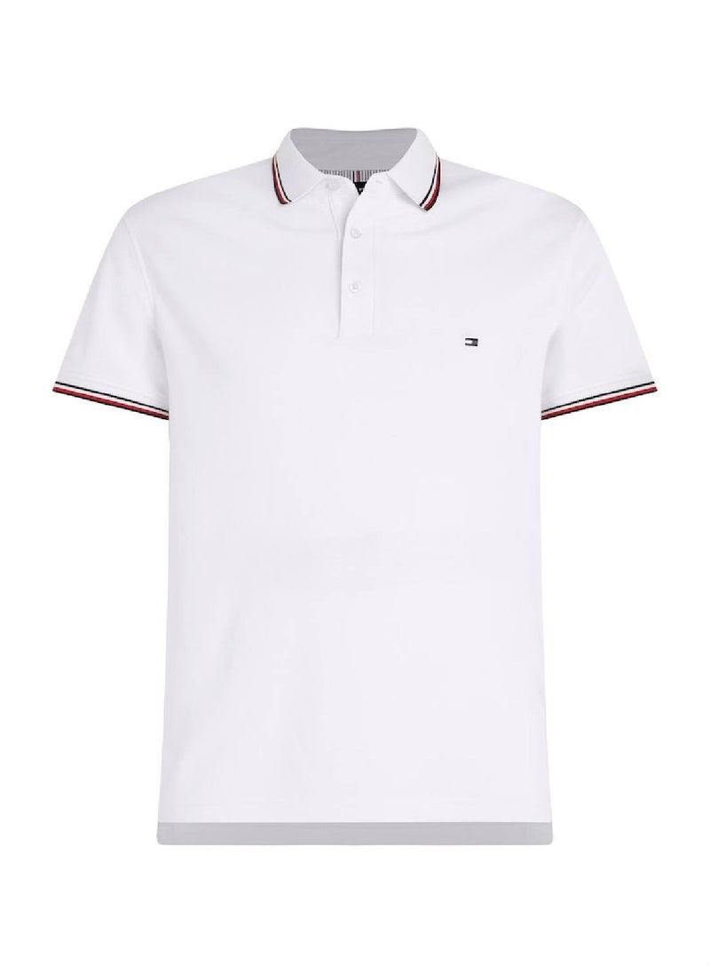 TOMMY HILFIGER Men's 1985 Collection Tipped Slim Fit Polo -  Stretch organic cotton pique, White  - Image 2