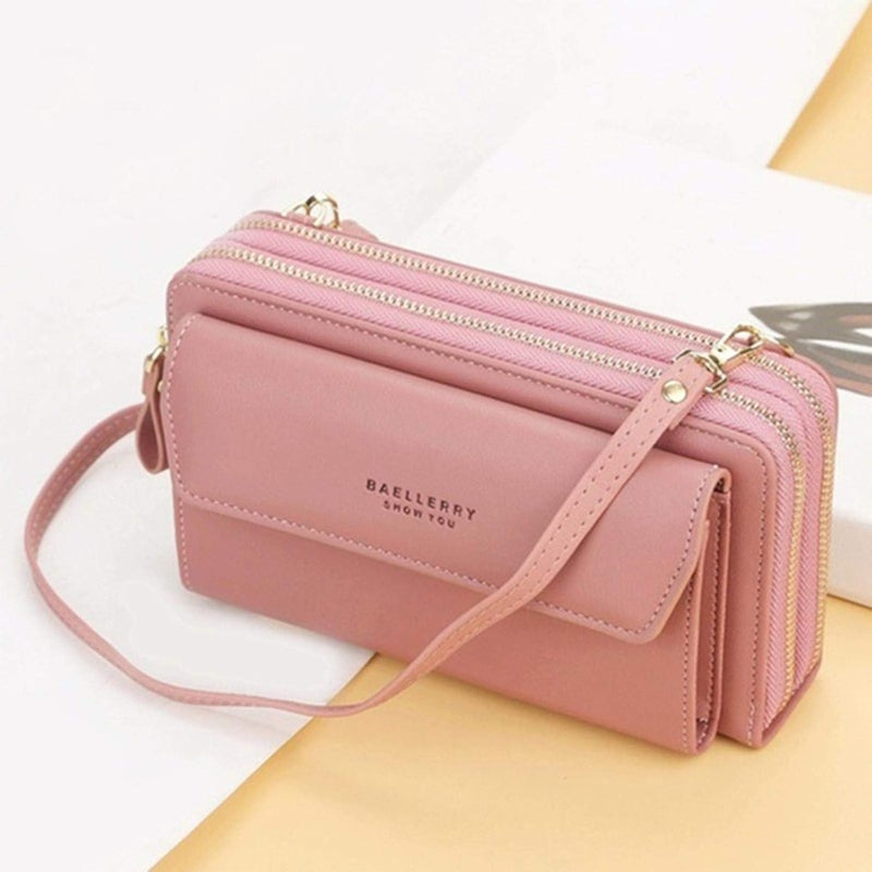 klarako Bag Purse Shoulder Bag Leather Handbag Clutch Satchel Tote Bags Wallet, Pink, Small - Image 3