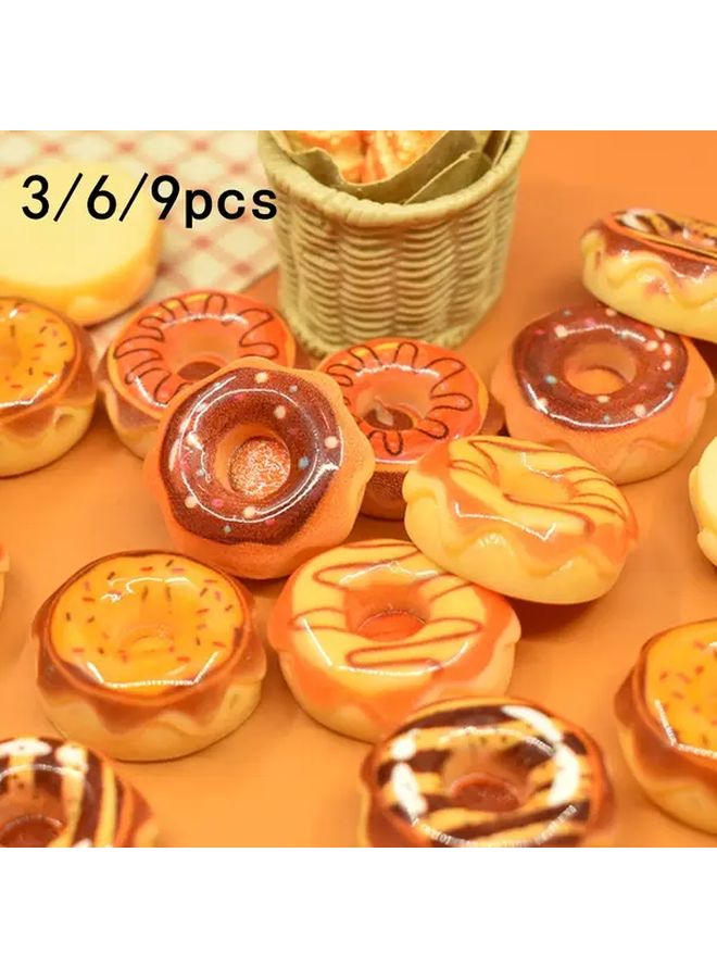 3pcs Dollhouse Mini Donut Prop Set Realistic Bakery Decor Random Styles - Image 1