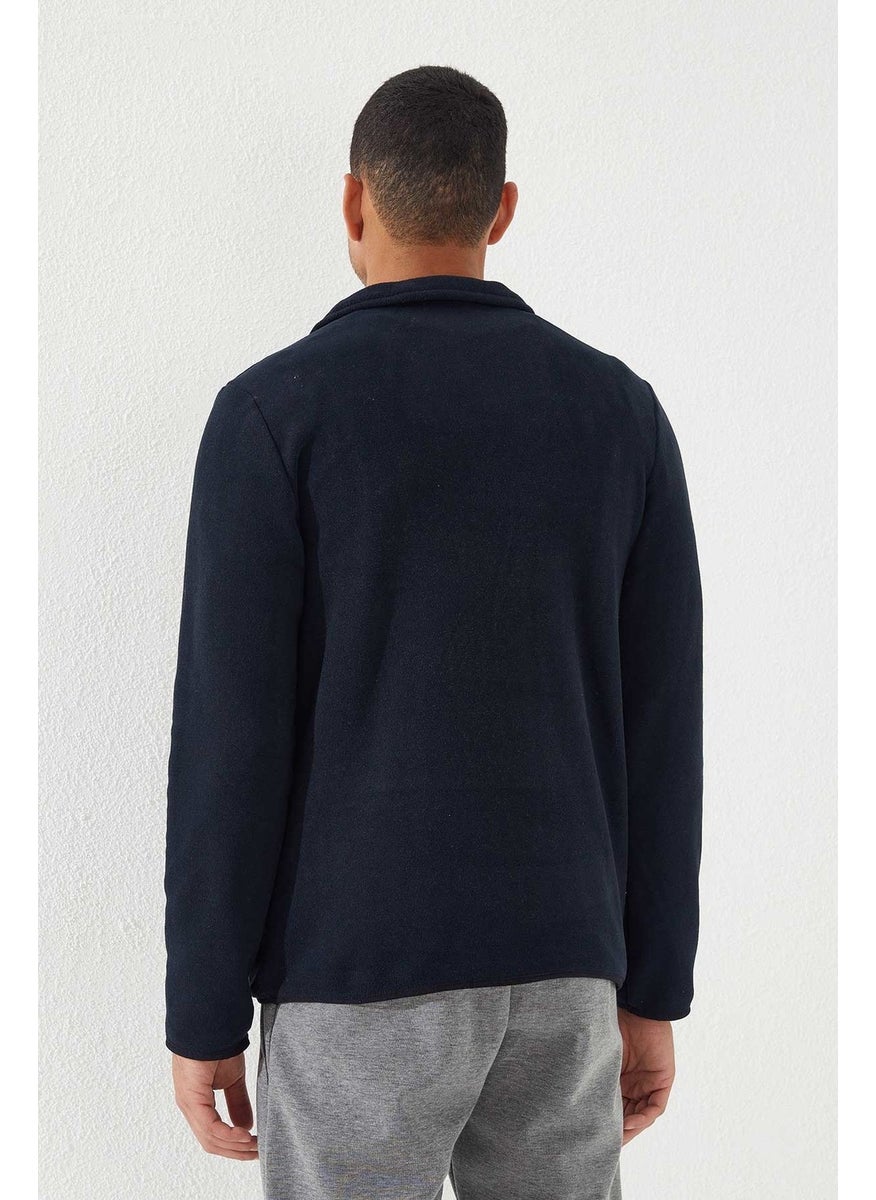 Tommy Life Navy Blue Men's Half Zip Sweatshirt Slim Fit Stand Collar Polar-87891  - Image 4