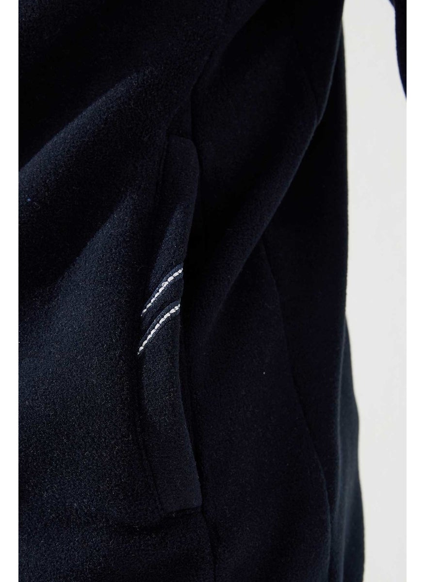Tommy Life Navy Blue Men's Half Zip Sweatshirt Slim Fit Stand Collar Polar-87891  - Image 3