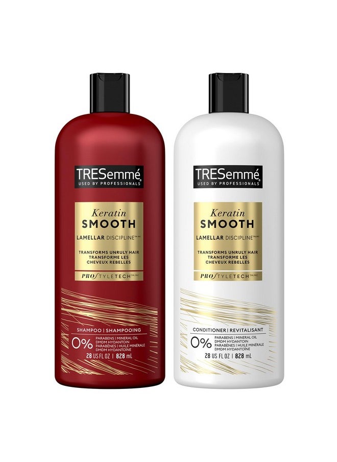 TRESemmé TRESemmé Shampoo and Conditioner, Keratin Smooth - Anti-Frizz Hair Products for Sleek Hair, 28 Oz Ea  - Image 1