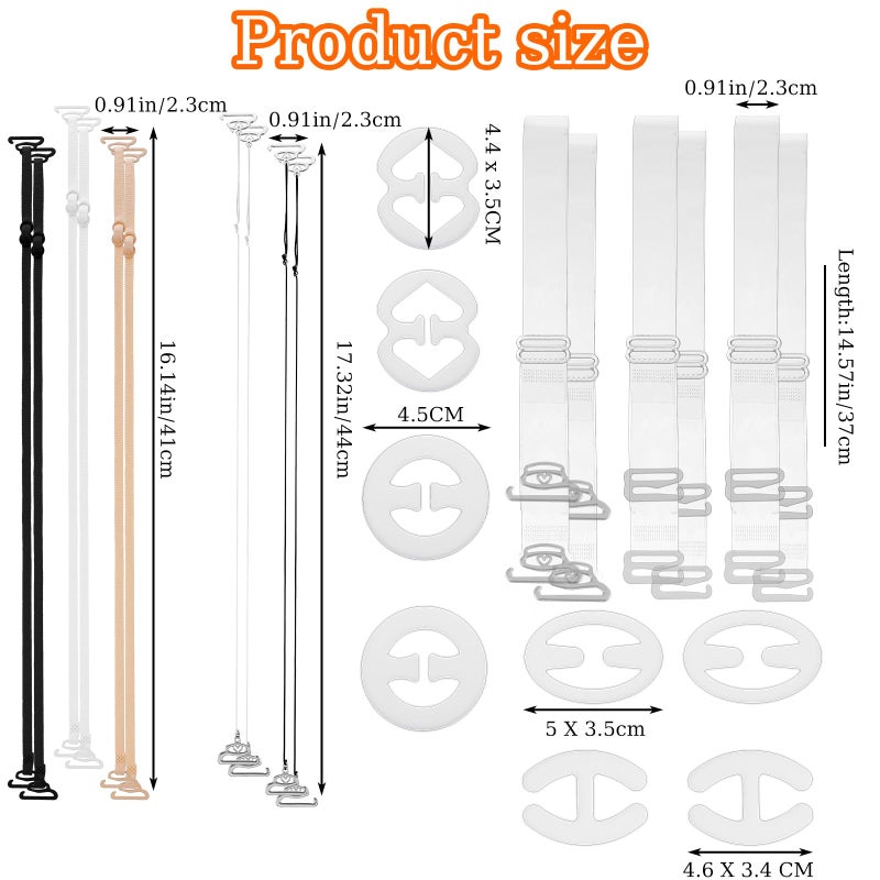 Invisible Bra Straps: 24-Piece Set Skin Tone Black White Transparent - Adjustable Non-Slip Buckle Design Clear Shoulder Straps for Ballet Performers Backless Dress Wearers - Image 2