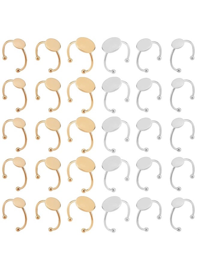 MaehSab 30 Pcs Blank Rings Stainless Steel Adjustable Pad Ring Base, Flat Blank Ring Base Tray for Jewelry Making DIY Crafts (Gold and Silver) - Image 1