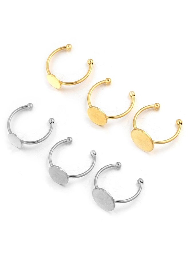 MaehSab 30 Pcs Blank Rings Stainless Steel Adjustable Pad Ring Base, Flat Blank Ring Base Tray for Jewelry Making DIY Crafts (Gold and Silver) - Image 4