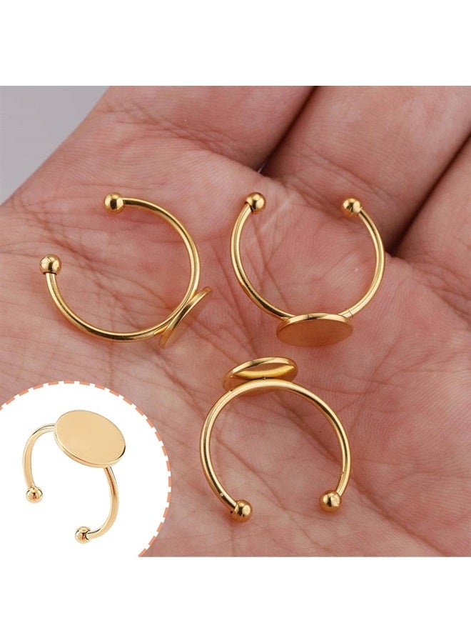 MaehSab 30 Pcs Blank Rings Stainless Steel Adjustable Pad Ring Base, Flat Blank Ring Base Tray for Jewelry Making DIY Crafts (Gold and Silver) - Image 3