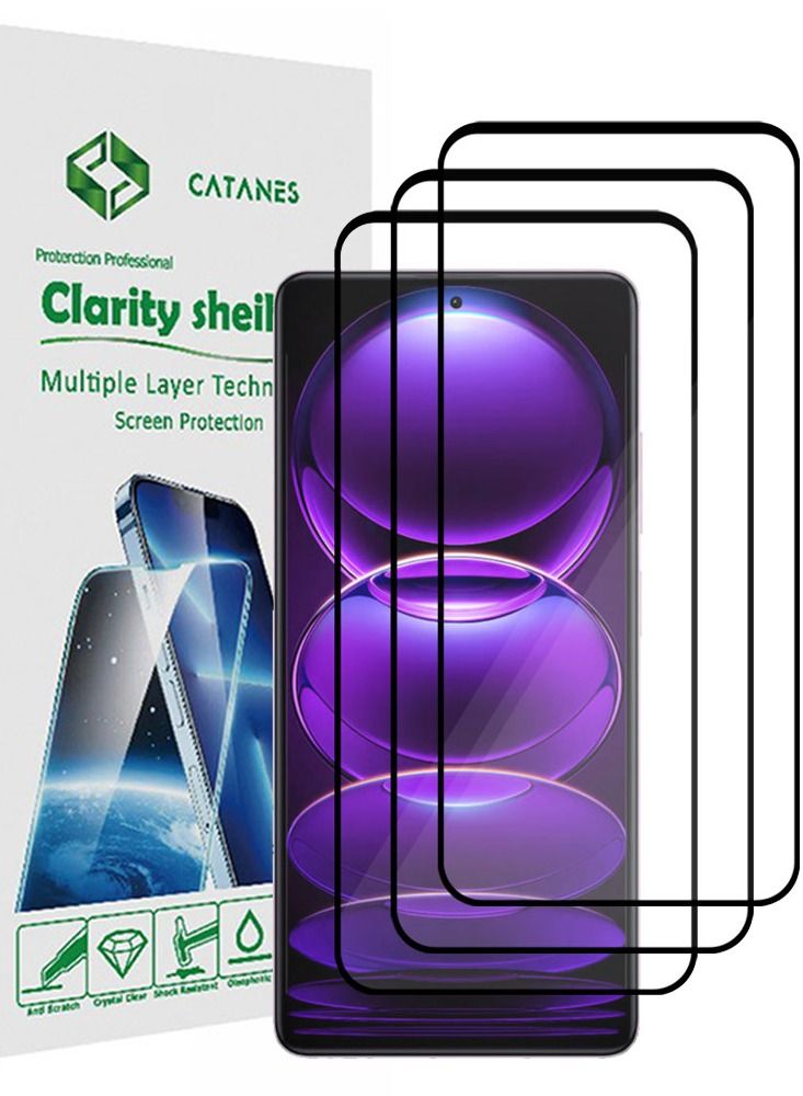 CATANES 3 Pack For Xiaomi Redmi Note 12 4G Screen Protector Tempered Glass Full Glue Back - Image 1