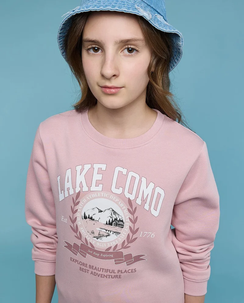 R&B Printed Sweatshirt with Crew Neck and Long Sleeves