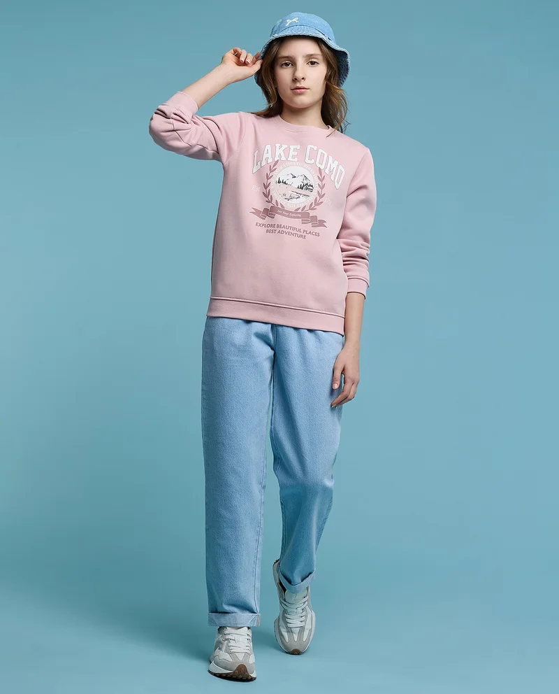 R&B Printed Sweatshirt with Crew Neck and Long Sleeves