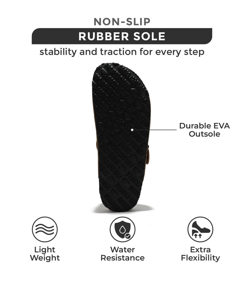 Project Cloud Genuine Leather Footbed Clogs for Women - Memory Foam Arch Support Slippers for Women - Trendy Slip-ons Women's Mules & Clogs Sandals (Benton,TaupeSuede, 6) - Image 4