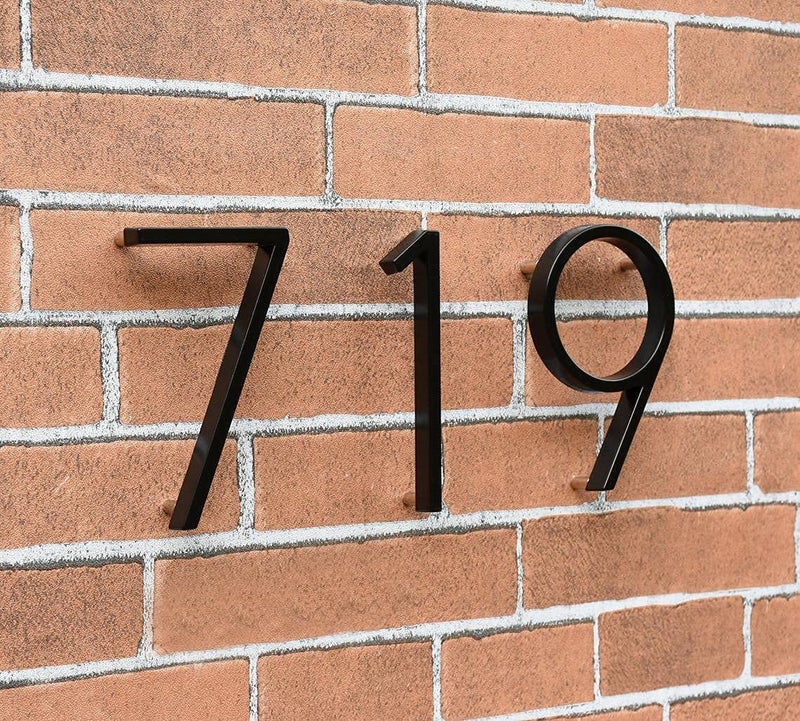 OLADOT 5"" Stainless Steel Floating House Number Metal Modern House Numbers Garden Door Mailbox Decor Number With Nail Kit Coated Black 911 Visibility Signage (0) - Image 3